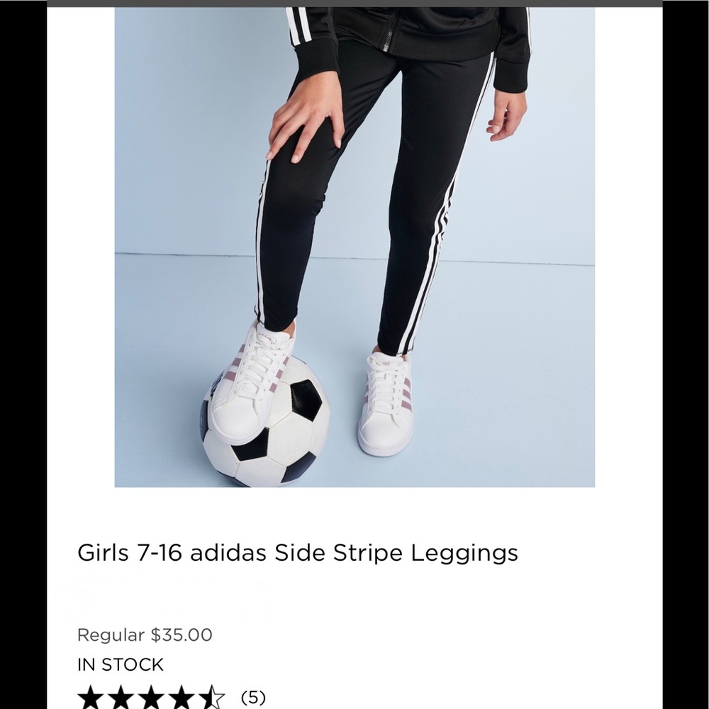 GIRLS 7-16 ADIDAS SIDE STRIPE LEGGINGS